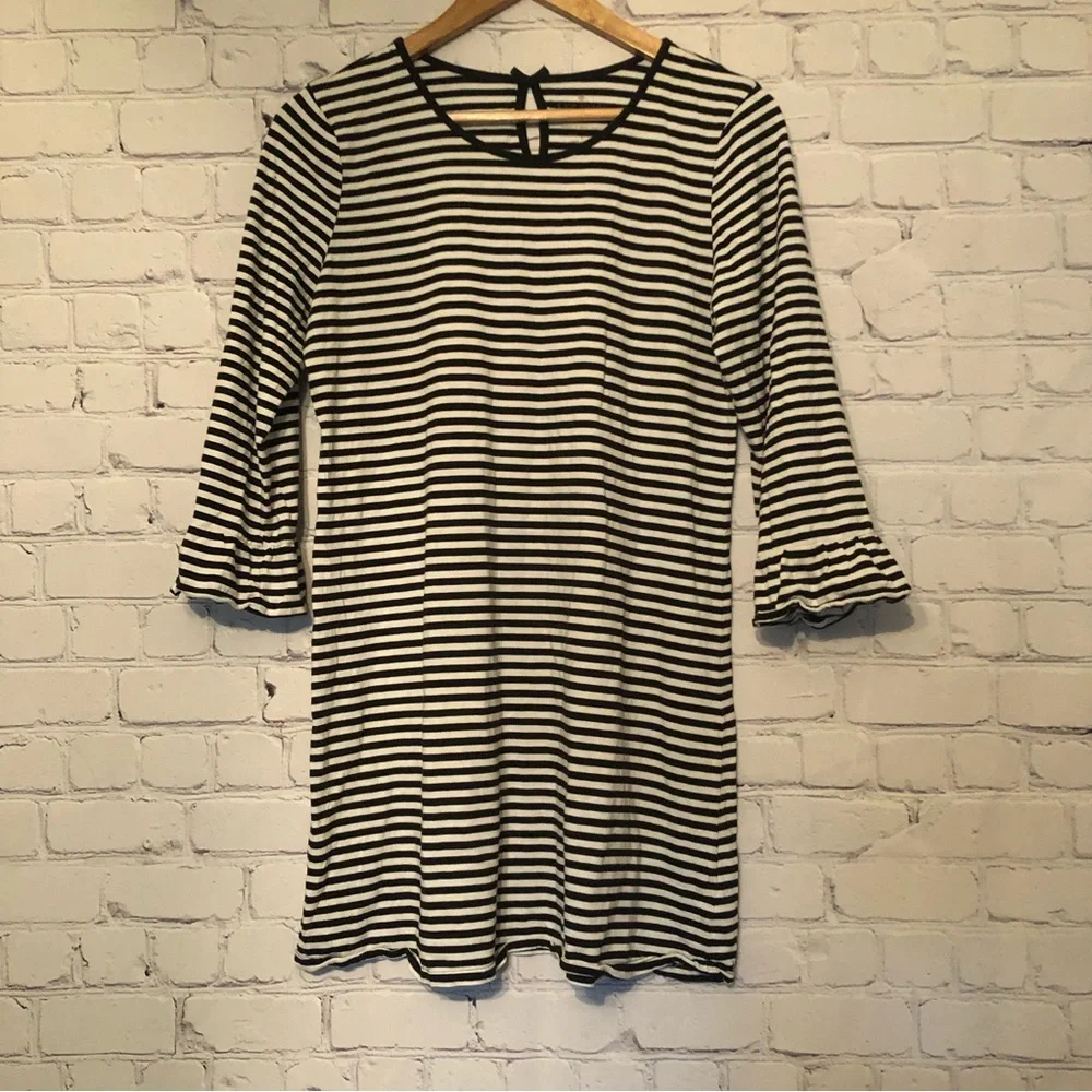 Kate Spade Striped Bell Cuff Soft Cotton Nightgown Sleep Shirt Dress Size Small